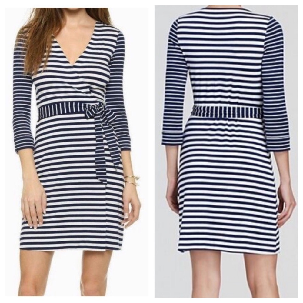 DVF “Julian Two Striped” mini wrap dress sz 8